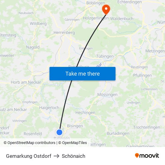 Gemarkung Ostdorf to Schönaich map