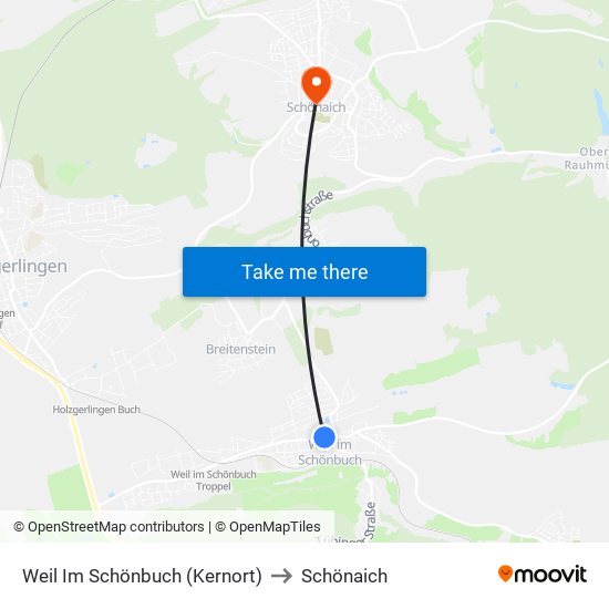 Weil Im Schönbuch (Kernort) to Schönaich map