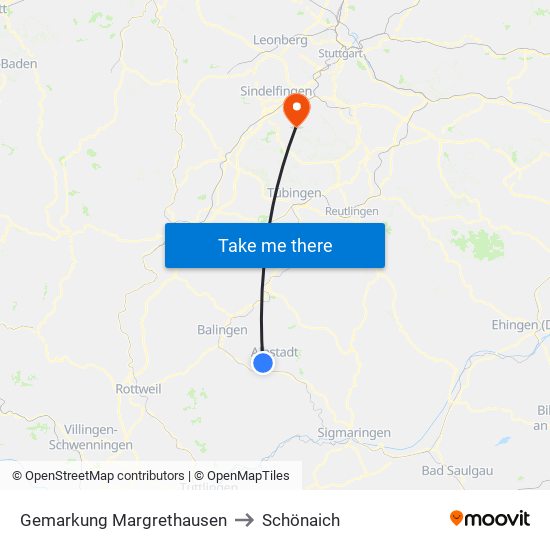 Gemarkung Margrethausen to Schönaich map