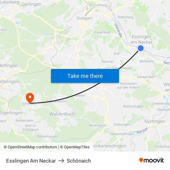 Esslingen Am Neckar to Schönaich map