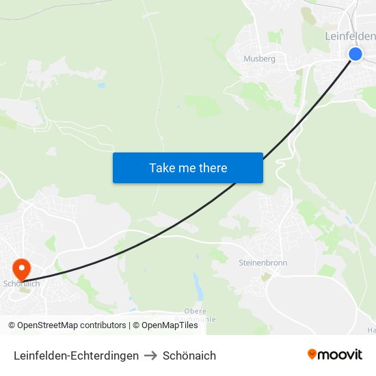 Leinfelden-Echterdingen to Schönaich map