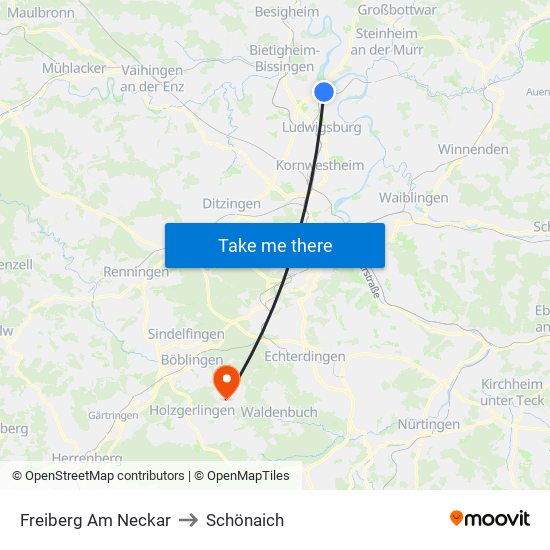 Freiberg Am Neckar to Schönaich map