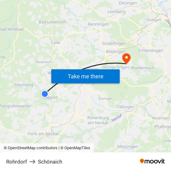 Rohrdorf to Schönaich map