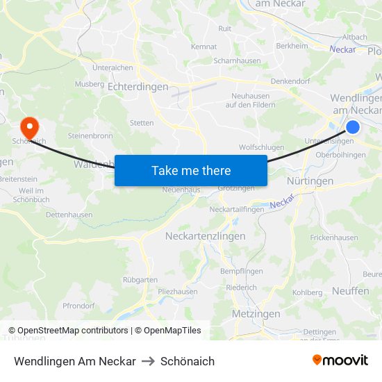 Wendlingen Am Neckar to Schönaich map