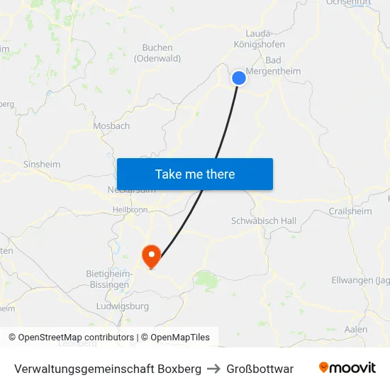 Verwaltungsgemeinschaft Boxberg to Großbottwar map