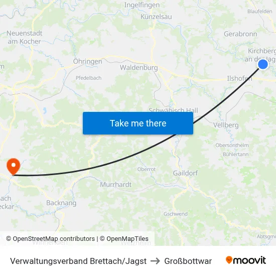 Verwaltungsverband Brettach/Jagst to Großbottwar map