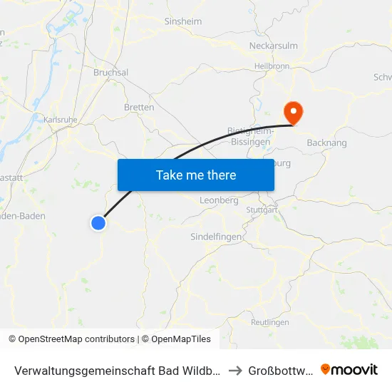 Verwaltungsgemeinschaft Bad Wildbad to Großbottwar map