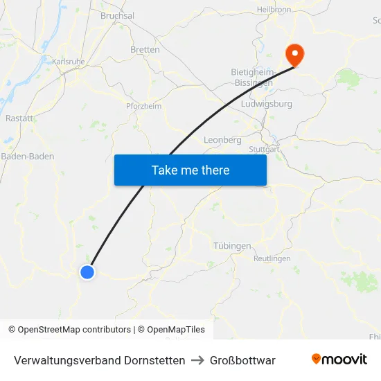 Verwaltungsverband Dornstetten to Großbottwar map