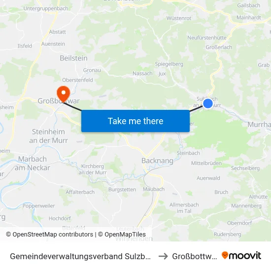 Gemeindeverwaltungsverband Sulzbach to Großbottwar map