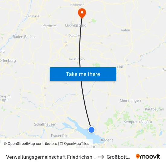 Verwaltungsgemeinschaft Friedrichshafen to Großbottwar map
