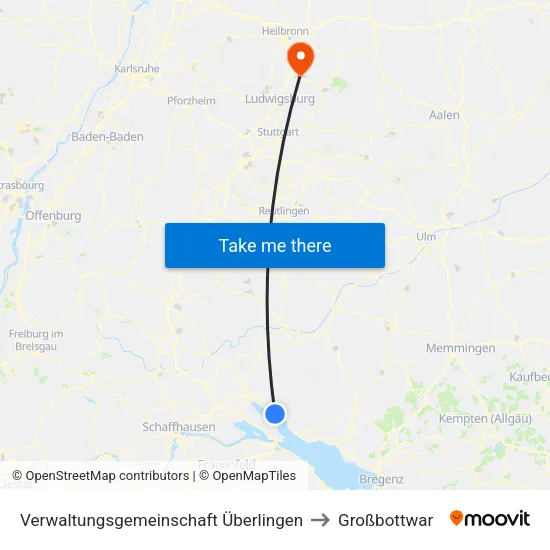 Verwaltungsgemeinschaft Überlingen to Großbottwar map
