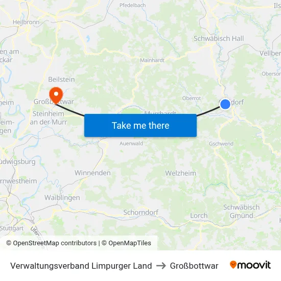 Verwaltungsverband Limpurger Land to Großbottwar map