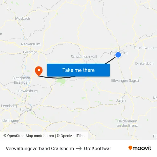 Verwaltungsverband Crailsheim to Großbottwar map