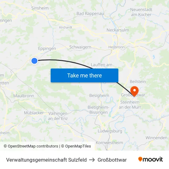 Verwaltungsgemeinschaft Sulzfeld to Großbottwar map