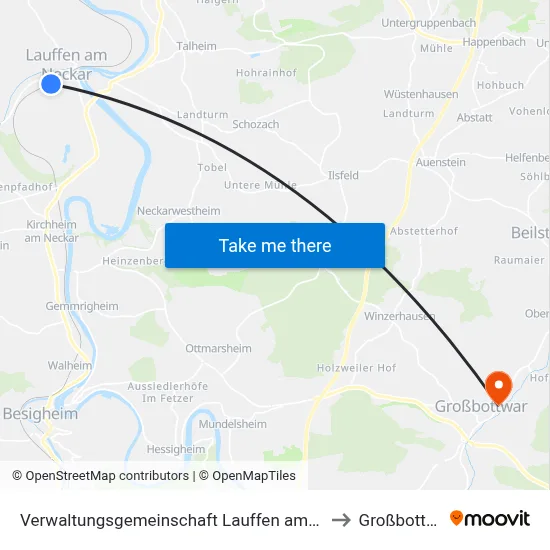 Verwaltungsgemeinschaft Lauffen am Neckar to Großbottwar map