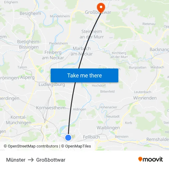 Münster to Großbottwar map