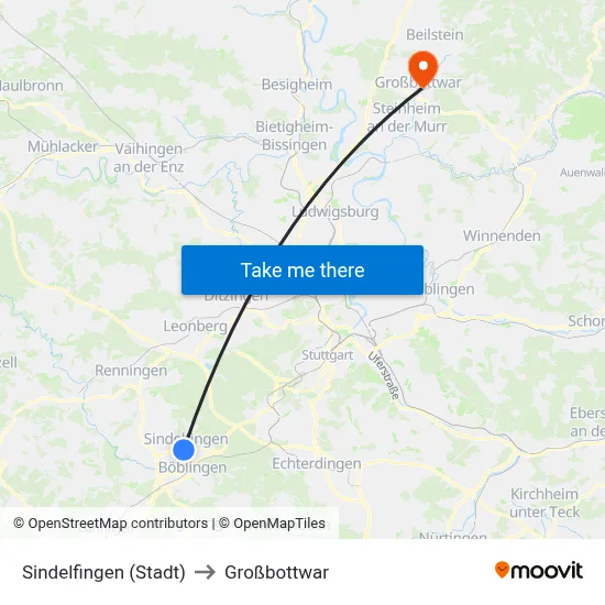 Sindelfingen (Stadt) to Großbottwar map