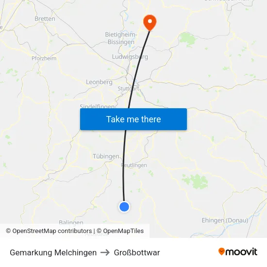 Gemarkung Melchingen to Großbottwar map