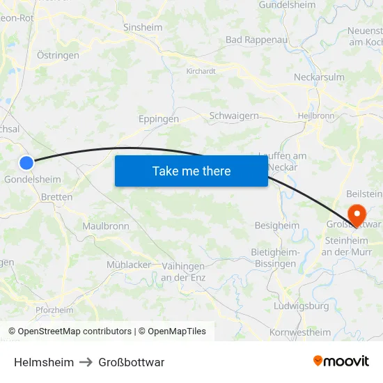 Helmsheim to Großbottwar map