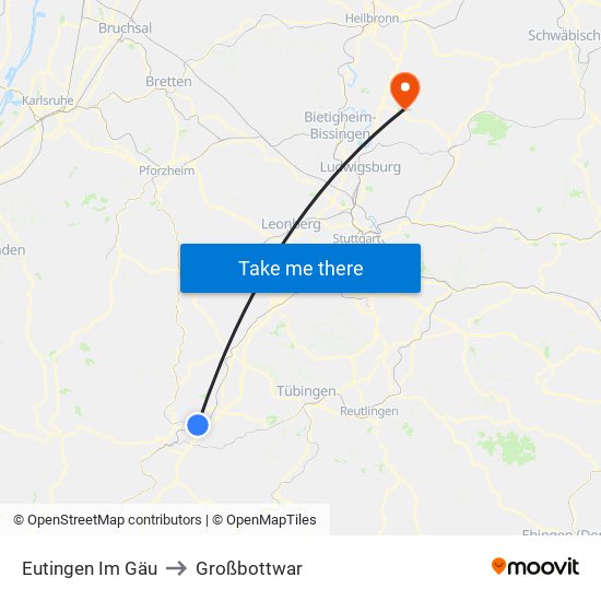 Eutingen Im Gäu to Großbottwar map