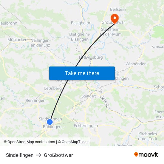 Sindelfingen to Großbottwar map