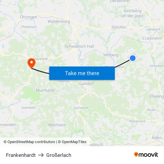 Frankenhardt to Großerlach map
