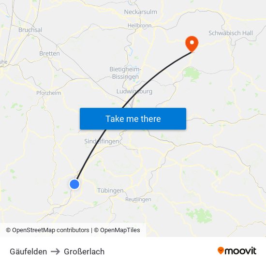 Gäufelden to Großerlach map