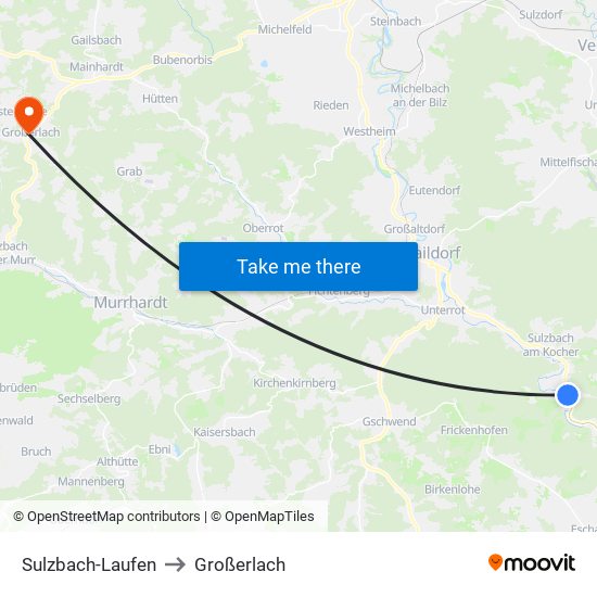 Sulzbach-Laufen to Großerlach map
