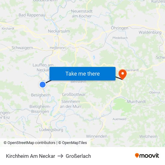 Kirchheim Am Neckar to Großerlach map