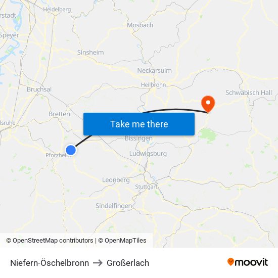 Niefern-Öschelbronn to Großerlach map