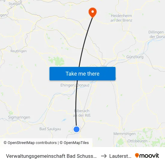 Verwaltungsgemeinschaft Bad Schussenried to Lauterstein map
