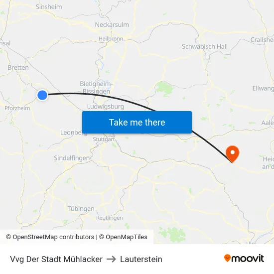 Vvg Der Stadt Mühlacker to Lauterstein map