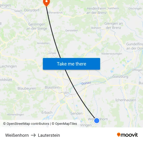 Weißenhorn to Lauterstein map
