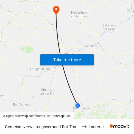 Gemeindeverwaltungsverband Rot-Tannheim to Lauterstein map