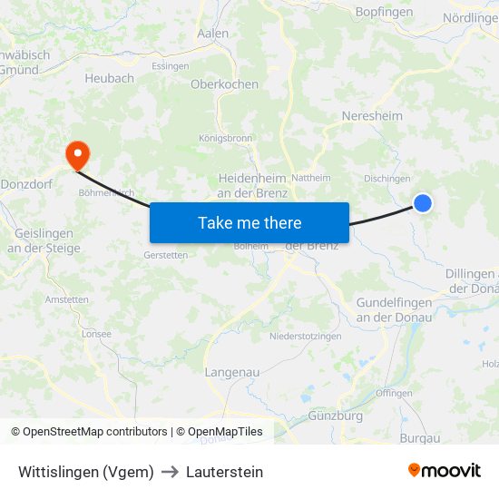 Wittislingen (Vgem) to Lauterstein map