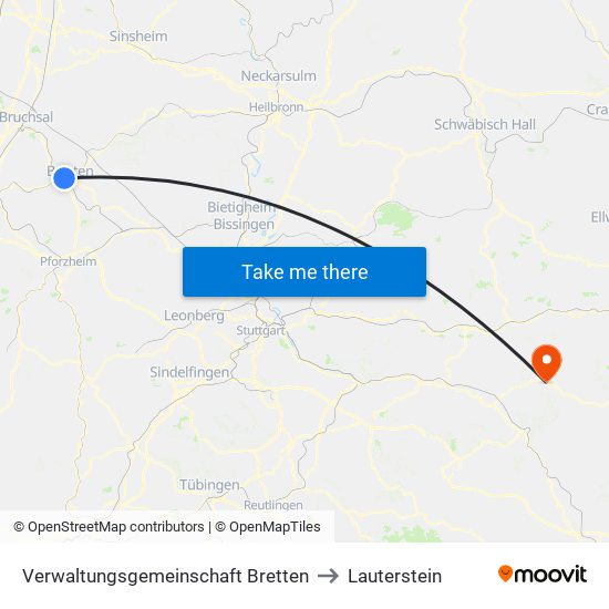 Verwaltungsgemeinschaft Bretten to Lauterstein map