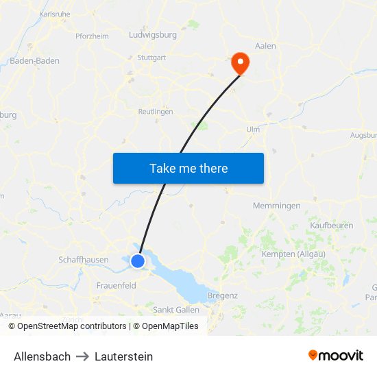 Allensbach to Lauterstein map