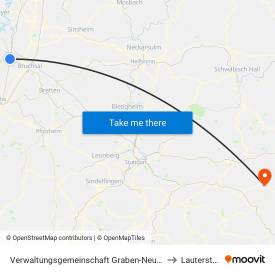 Verwaltungsgemeinschaft Graben-Neudorf to Lauterstein map