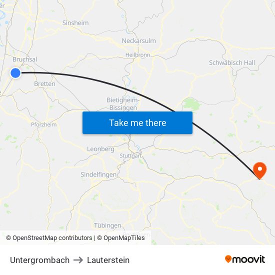 Untergrombach to Lauterstein map