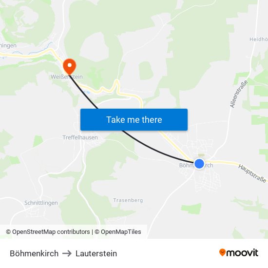 Böhmenkirch to Lauterstein map