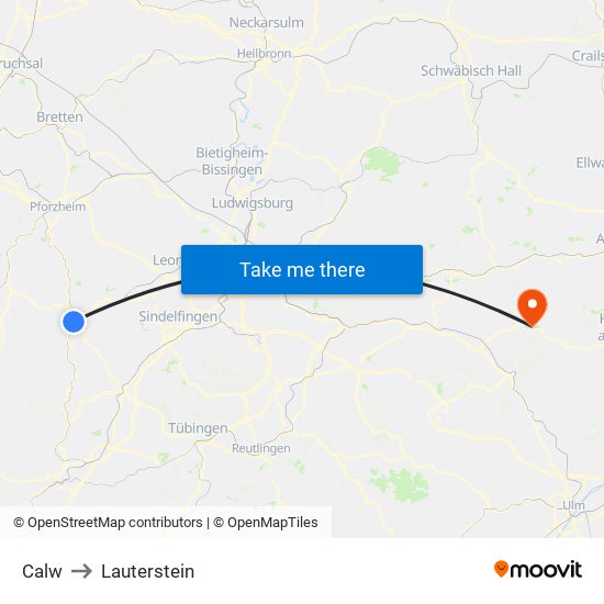 Calw to Lauterstein map