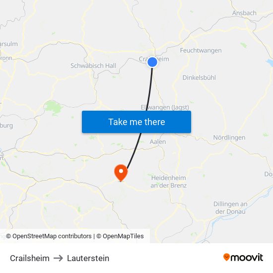 Crailsheim to Lauterstein map