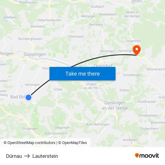 Dürnau to Lauterstein map