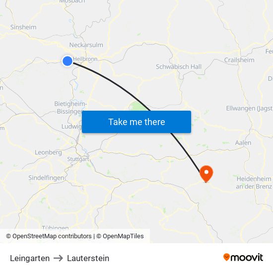 Leingarten to Lauterstein map