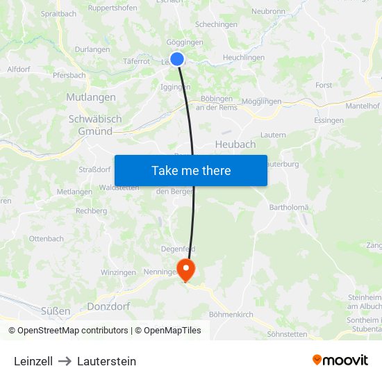 Leinzell to Lauterstein map