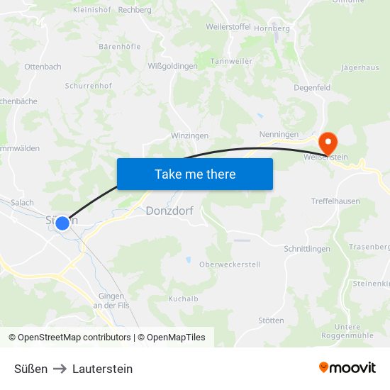 Süßen to Lauterstein map