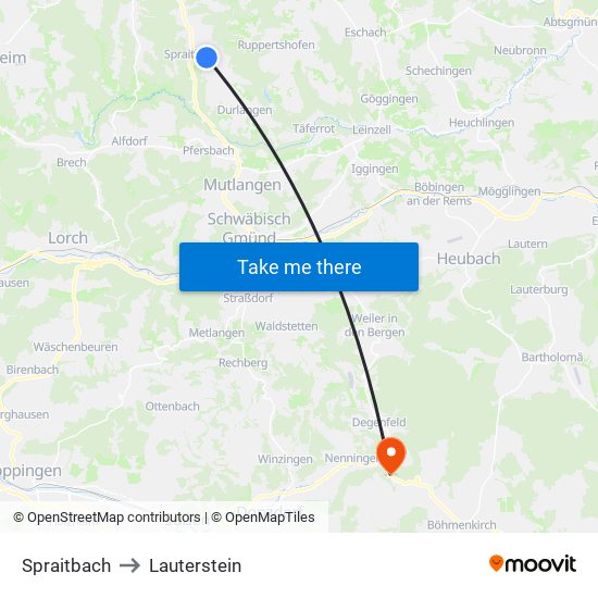 Spraitbach to Lauterstein map