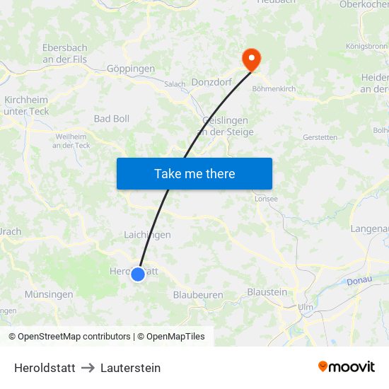 Heroldstatt to Lauterstein map