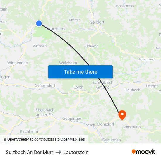 Sulzbach An Der Murr to Lauterstein map