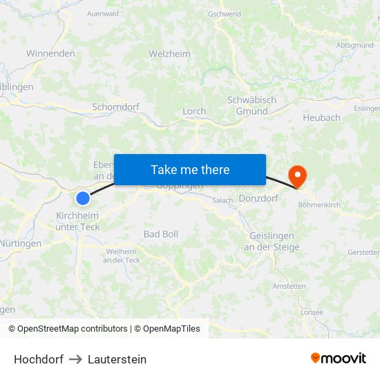 Hochdorf to Lauterstein map